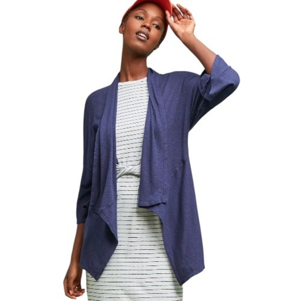 Michael Stars x Anthropologie Blue Slub Knit Cardigan Bell Sleeve One Size